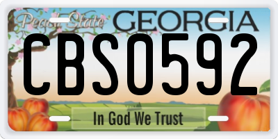 GA license plate CBS0592