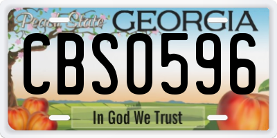 GA license plate CBS0596