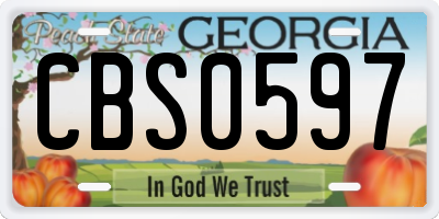GA license plate CBS0597