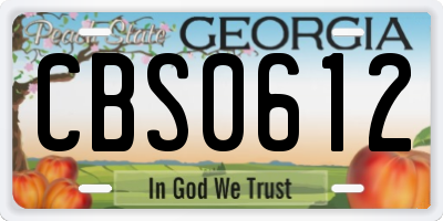 GA license plate CBS0612