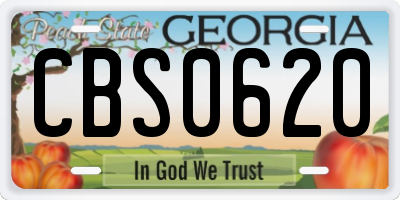 GA license plate CBS0620