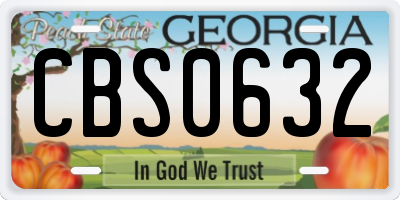 GA license plate CBS0632