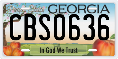 GA license plate CBS0636