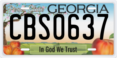 GA license plate CBS0637