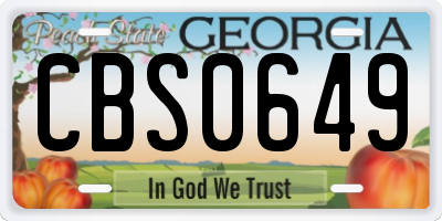 GA license plate CBS0649