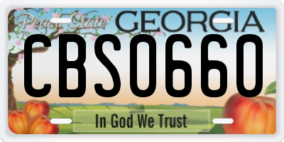 GA license plate CBS0660