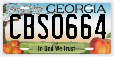 GA license plate CBS0664