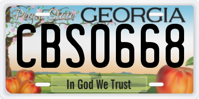 GA license plate CBS0668