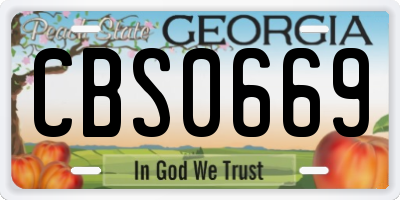 GA license plate CBS0669
