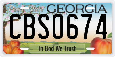 GA license plate CBS0674