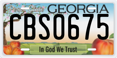 GA license plate CBS0675
