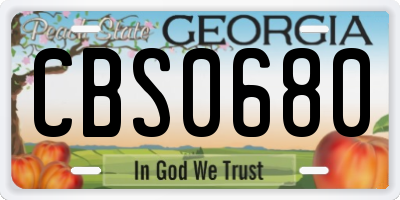 GA license plate CBS0680