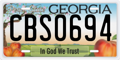 GA license plate CBS0694