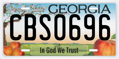 GA license plate CBS0696