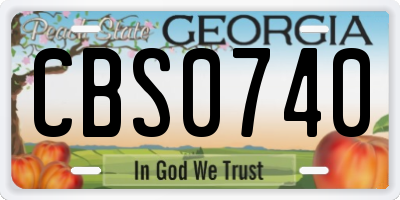 GA license plate CBS0740