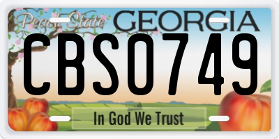 GA license plate CBS0749