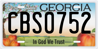 GA license plate CBS0752