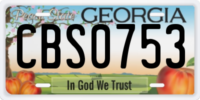 GA license plate CBS0753