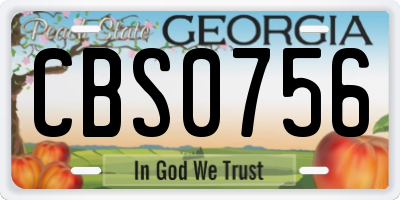 GA license plate CBS0756