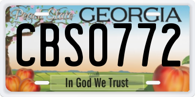 GA license plate CBS0772