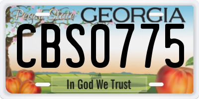GA license plate CBS0775