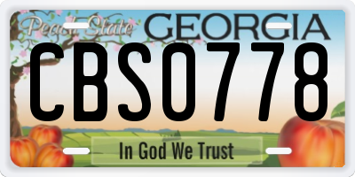 GA license plate CBS0778