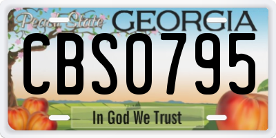 GA license plate CBS0795