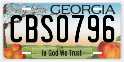 GA license plate CBS0796