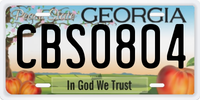 GA license plate CBS0804