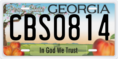 GA license plate CBS0814