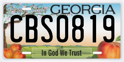GA license plate CBS0819