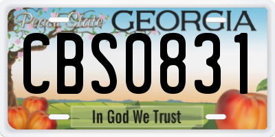GA license plate CBS0831