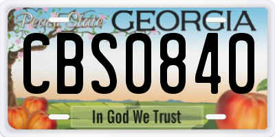 GA license plate CBS0840