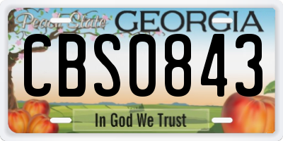 GA license plate CBS0843