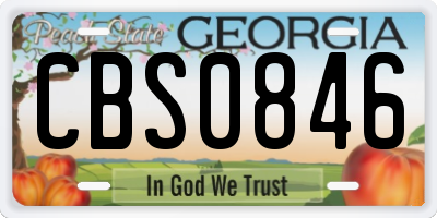 GA license plate CBS0846