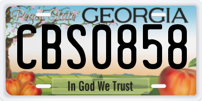 GA license plate CBS0858
