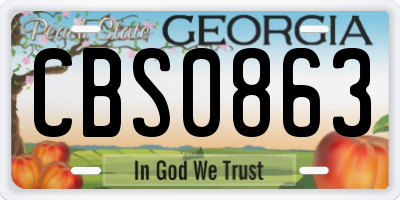 GA license plate CBS0863