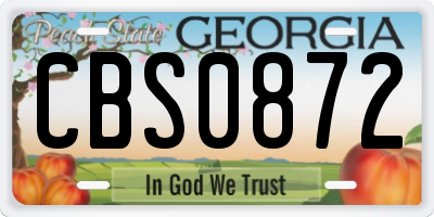GA license plate CBS0872