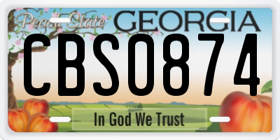 GA license plate CBS0874