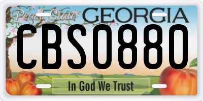 GA license plate CBS0880