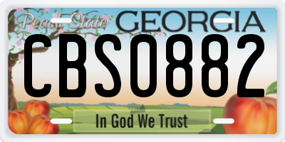 GA license plate CBS0882