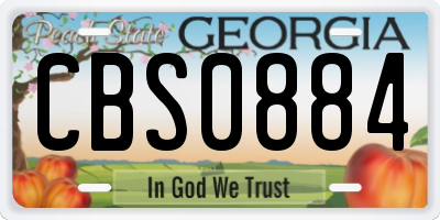 GA license plate CBS0884