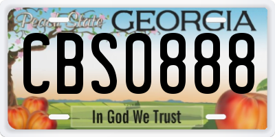 GA license plate CBS0888