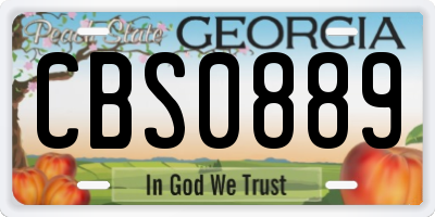 GA license plate CBS0889