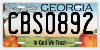 GA license plate CBS0892