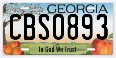 GA license plate CBS0893