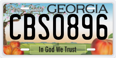 GA license plate CBS0896