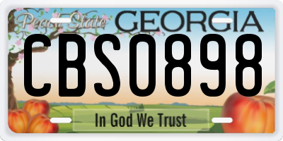 GA license plate CBS0898