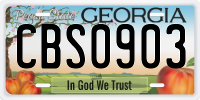 GA license plate CBS0903