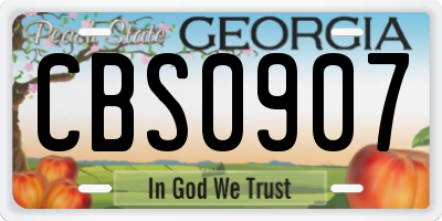 GA license plate CBS0907
